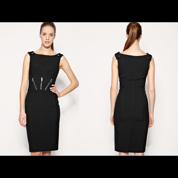 KAREN MILLEN LBD Corset Pencil Black Dress 2 EU34 - Picture 2 of 4